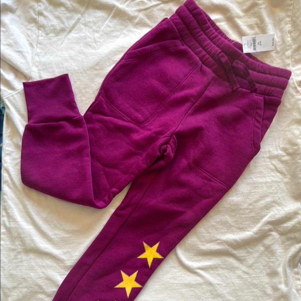 Kids Purple Joggers with Yellow Stars
